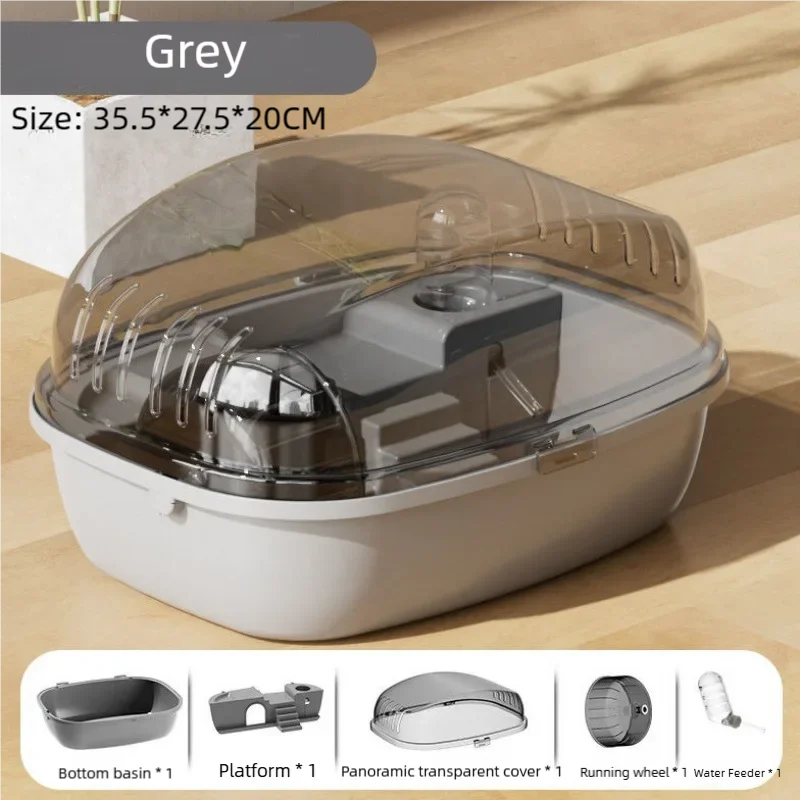 Portable Multi-functions Hamster Cage Double Layer Large Space Small Animal Carrier Cage Breathable Visible Hamster Small Villa - Image 8