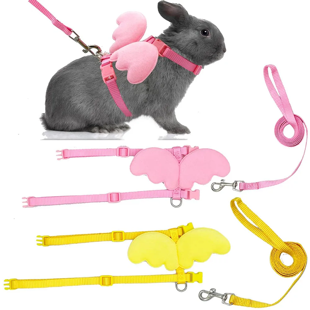 Small Animal Rabbit Harness with Leash Cute Bunny Collar Pet Bunny Supplies Cat Harness & Leash Set for Adult Guinea Pig Ferret