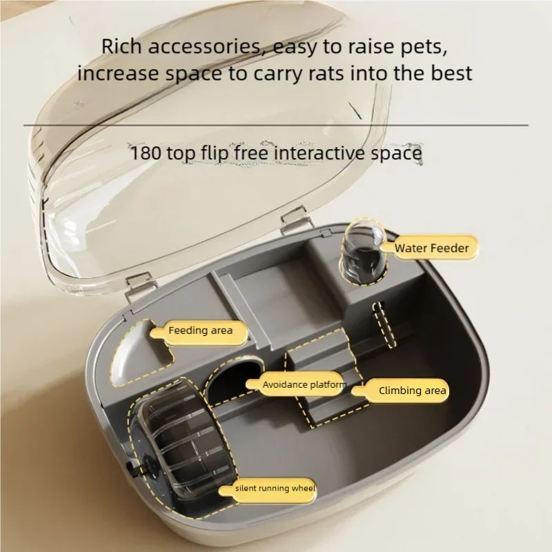 Portable Multi-functions Hamster Cage Double Layer Large Space Small Animal Carrier Cage Breathable Visible Hamster Small Villa - Image 2