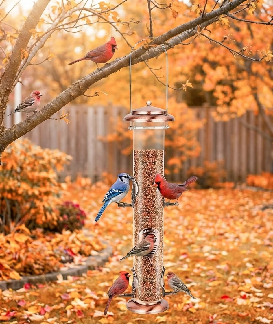 Classic Tube Bird Feeders for Outdoors Hanging Bird Feeder with 6 Feeding Ports, 2LB Seed Capacity Wild Bird Feeders - Image 2