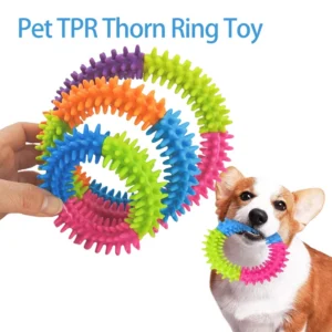 Cute Dog Toys Training Flying Discs Pet Ring Spiky Circle Ring Dog Bite-Chew Molar Cleaning Tooth Pet Supply Toy Dog Accessories