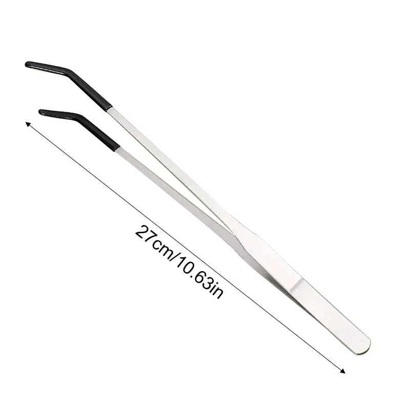 2pcs Bent Tip Tweezers For Crafts Stainless Steel Straight And Curved Nippers Tweezers Feeding Tongs For Reptile Lizards Spider - Image 5