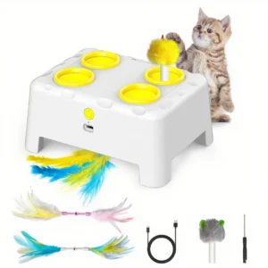 Whack A Mole Automatic Pop-Up Rechargeable Cat Toy - Interactive Play for Kittens & Cats