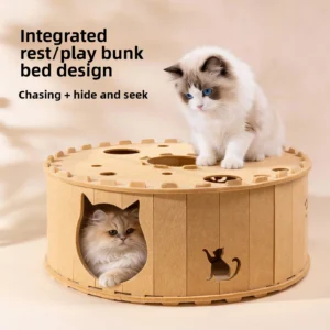 Cat Toy Felt Tunnel Scratching Board Bed Play Sleep All-in-One Cat Bed All-Season Wear-Resistant Non-Shedding