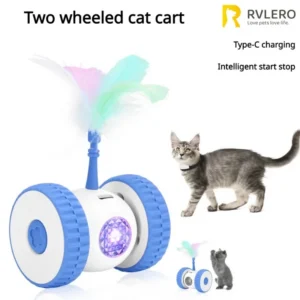 Intelligent Cat Toy Car Automatic Obstacle Avoidance Two Wheeled Car Indoor Silent Electric Luminescence with Feathered Cat Toys