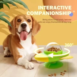 Interactive Cat Dog Puzzle Toy Spaceship Rotating Leakage Feed Ball Adjustable Treat Dispensing Pet Food Slow Feeder