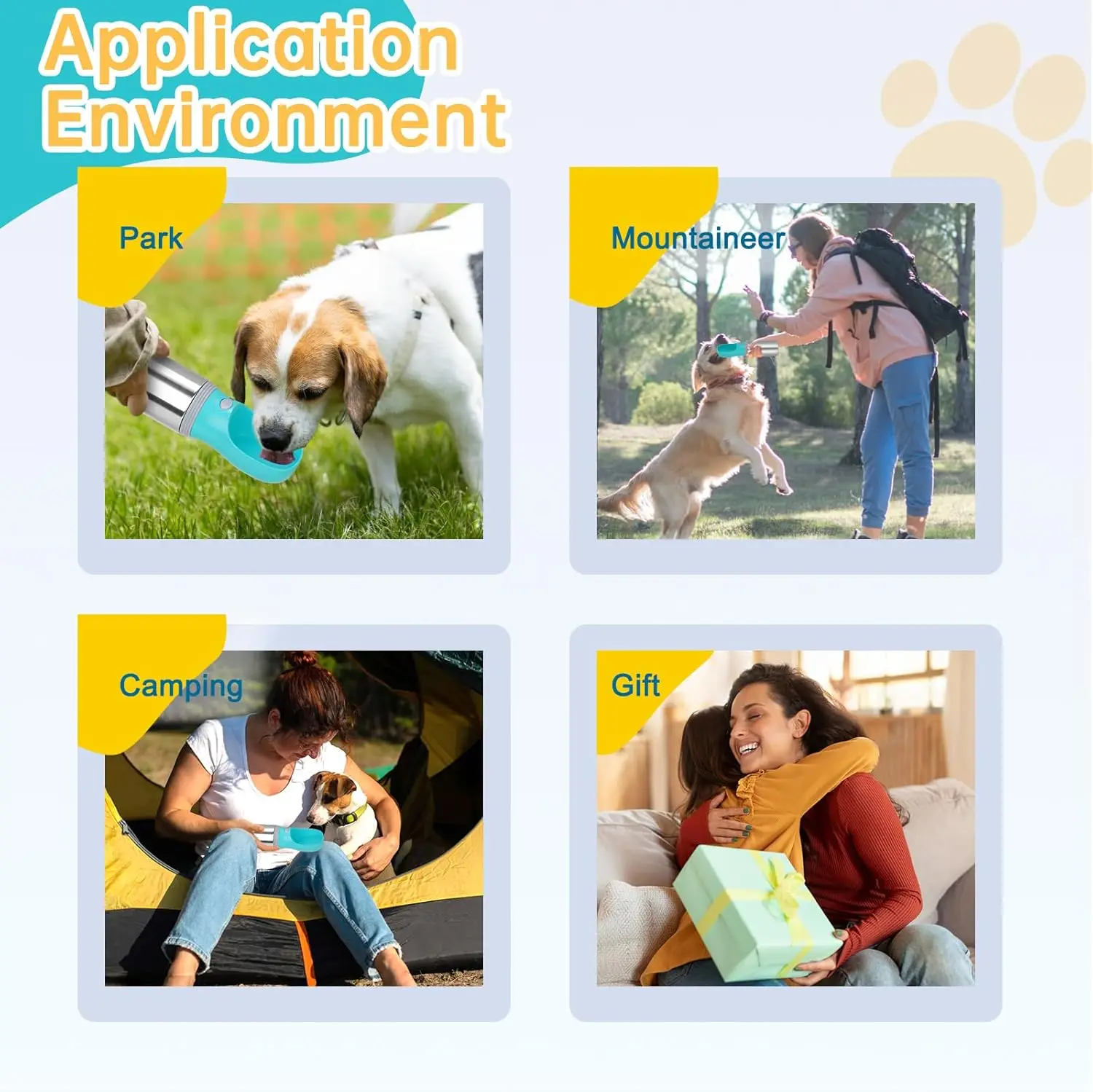 Stainless Steel Leak-Proof Dog Water Bottle, 14 OZ Portable Pet Travel Dispenser for Hiking and Outdoor - Image 6