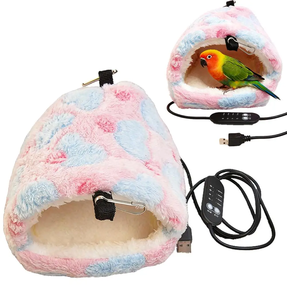 USB Heated Parrot Nest For Lovebird Conure Canary Bunny Guinea Chinchilla Parakeet Cockatiel Plush Nest Hammock Bird Bed Wa N1D8 - Image 4