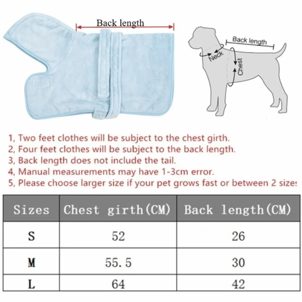 New Thickened Pet Bathrobe Super Absorbent Hooded Pet Drying Robe Small/Large Dog Skin-friendly Pet Grooming Robe Pet Bath - Image 5