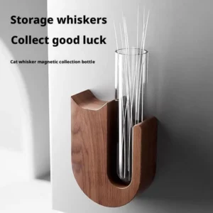 Pet Cat Whisker Vase Fridge Magnet Wooden And Glass Pet Hair Beard Collector Pets Souvenir Gifts Home Decor