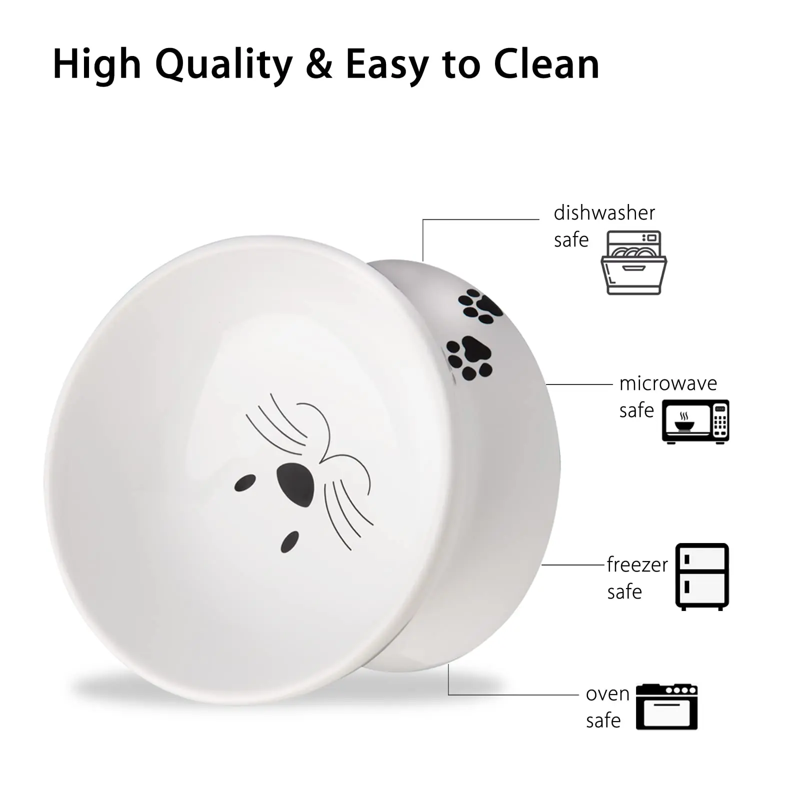 15° Tilted Raised Cat Bowl, Ceramic Anti-Vomiting Pet Dish Whisker Friendly Neck Protection Non-Slip Dishwasher Safe for Cats - Image 5