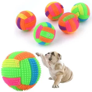 Luminous Elastic Activation Sound Ball Toys Massage Ball with Whistle Dog Cats Chew Bouncy Ball Soccer Glowing Children Pet Toys