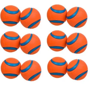 Medium Dog Toy Ball 6 Pack 12 Balls Total 2.5-Inch Orange Water Resistant Medium Breeds