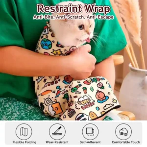 Cat Grooming Wrap Cat Restraint For Nail Clipping Self-adherent Pet Wrap Cat Anti Bite Scratch Anti Escape Restraint Bag