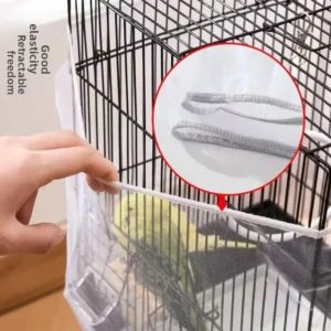 Universal Elastic Bird Cage Cover Transparent Mesh Net Anti Splash Seed Feather Catcher Stretchy Skirt Guard for Parrot Cages