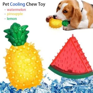 Pet Cooling Chew Toy Reusable Dog Cat Toy Teething Summer Cooling Watermelon Pineapple Lemon Durable Ice Frozen Fruit Shape Toys