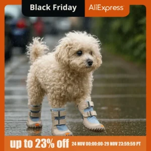 4pcs/set Warm Dog Cotton Shoes Waterproof Breathable Non-Slip Dog Shoes Anti-dirt Soft Bottom Pet Sneakers for Puppy Dogs