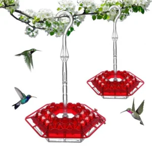 Hanging Red Hexagon Hummingbird Feeder with Hook Garden Bird Feeder