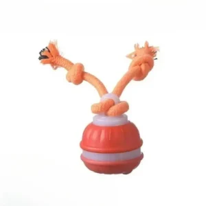 Automatic Moving Dog Ball Toy, Motion Activated Squeaky Chew Toy with Rope for Puppies, Keeps Dog Busy Alone