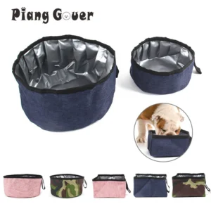 Foldable Pet Bowl Cloth Travel Collapsible Cat Water Dish Outdoor Dog Folding Food Bowl For Small Large Dogs