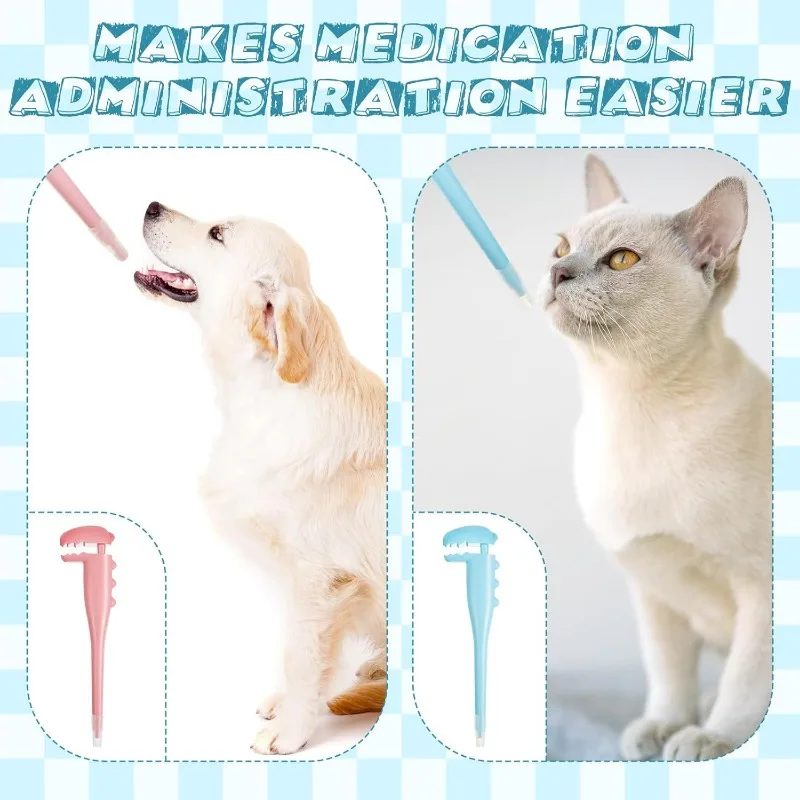 2-in-1 Pet Pill Dispenser with Soft Silicone Tips - Anti-Choke Medicine Feeder for Cats/Hamsters/Small Animals Blue and Pink - Image 6