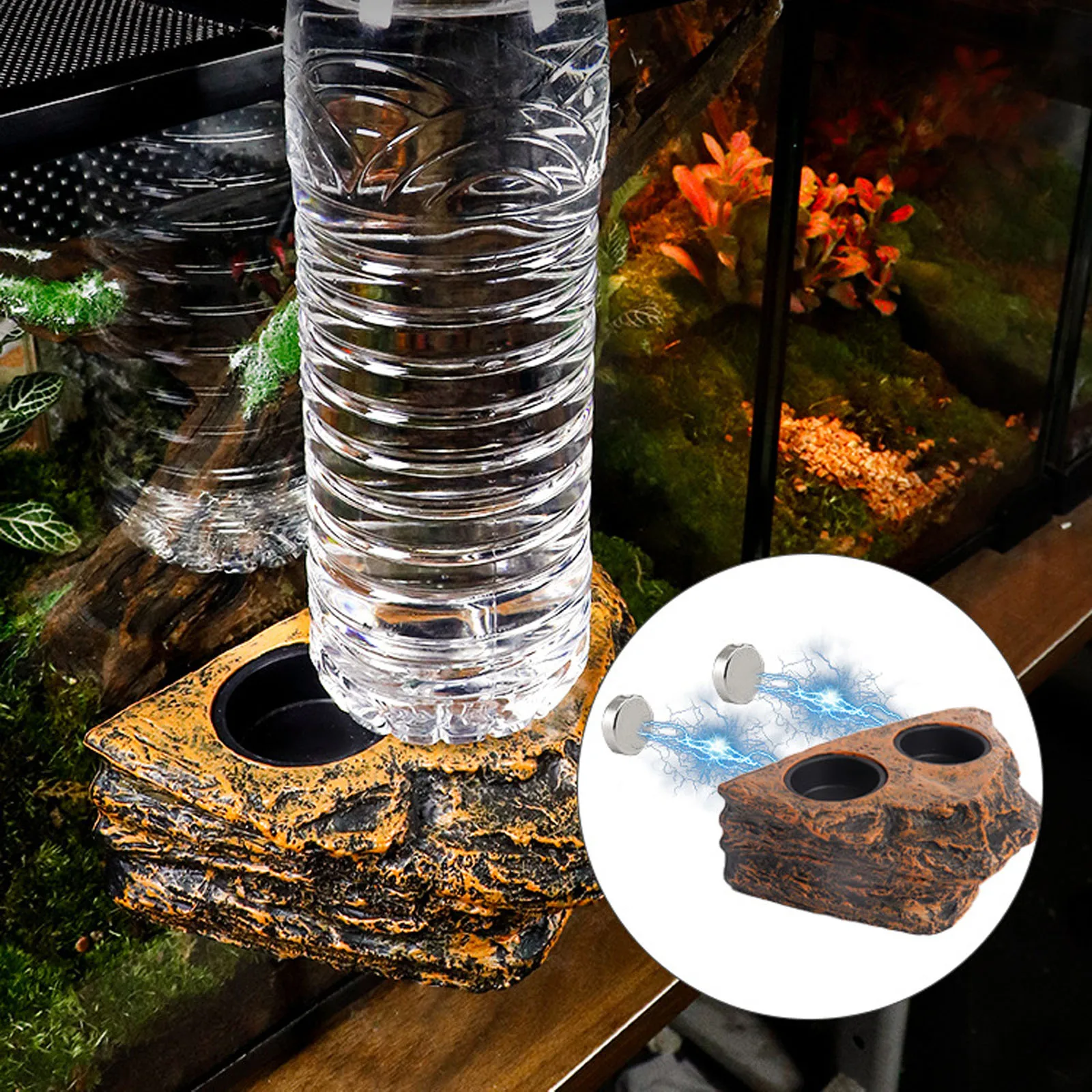 Reptile Magnetic Feeder Ledge Reptile Food Water Dish Bowl Terrarium Tank Decor Accessories for Gecko Lizard Chameleon Pets - Image 2