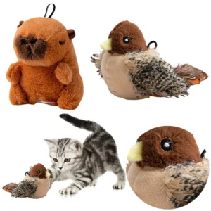 Interactive Cat Toys Kitten Chirping Bird Toy Plush Cats Pets Teasing Toys Electric Squeaky Simulation Bird