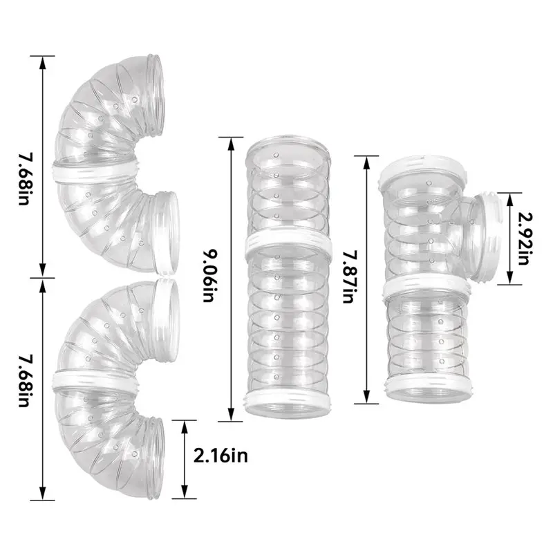 【PRICE-DROP!】Hamster Tunnel Kit 8 PCS Transparent Curved Pet Cage Tube Set For Dwarf Hamsters DIY Connection External Pipe - Image 6