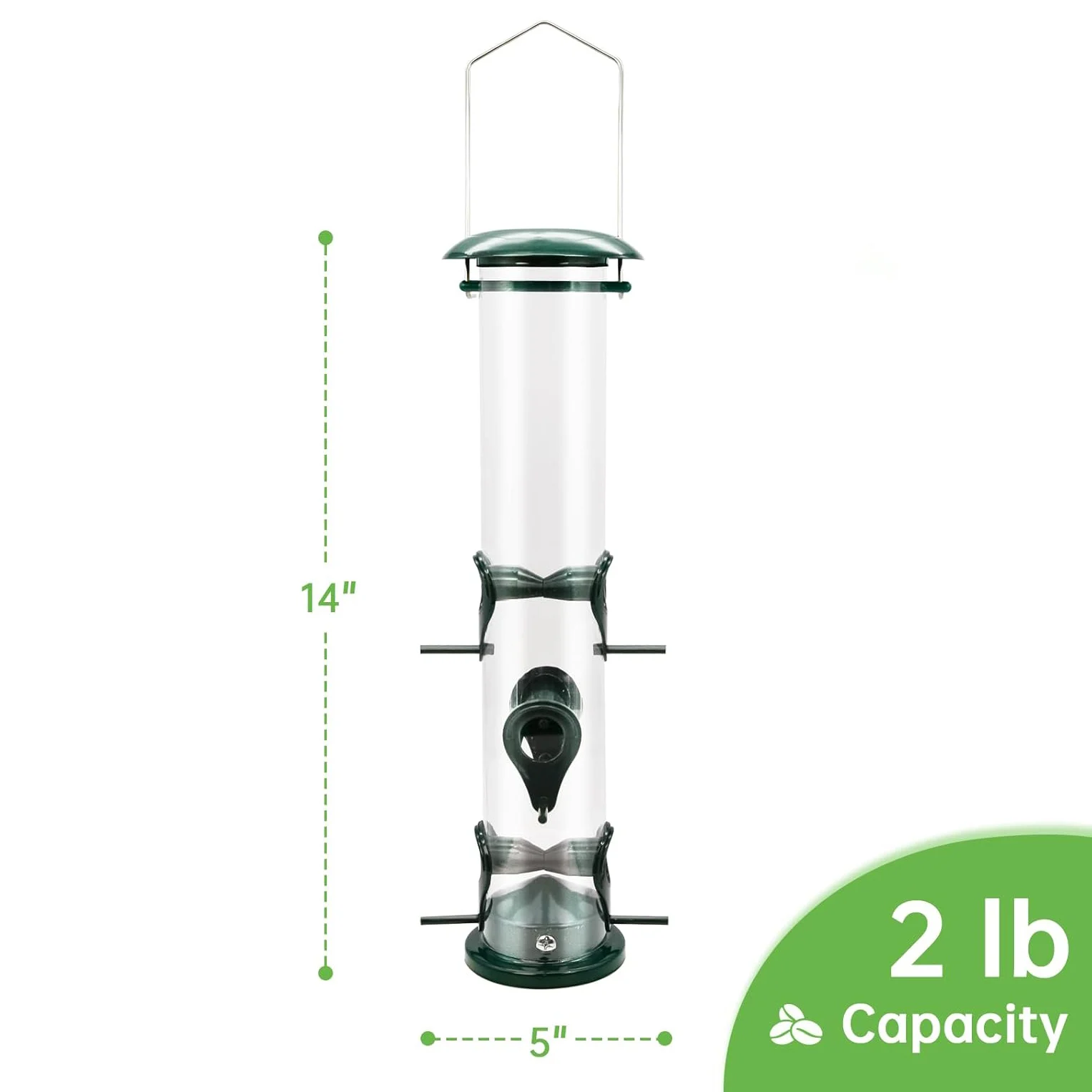 Classic Tube Bird Feeders for Outdoors Hanging Bird Feeder with 6 Feeding Ports, 2LB Seed Capacity Wild Bird Feeders - Image 6