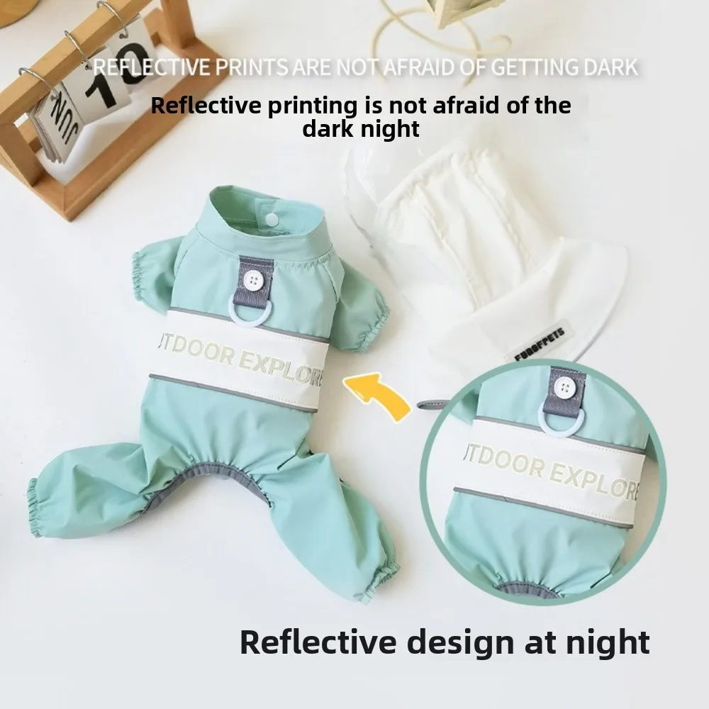 Windproof Dogs Raincoat Adjustable Straps Antifouling Dog Hooded Raincoat with D Ring Dog Rain Gear Dog Walking - Image 2