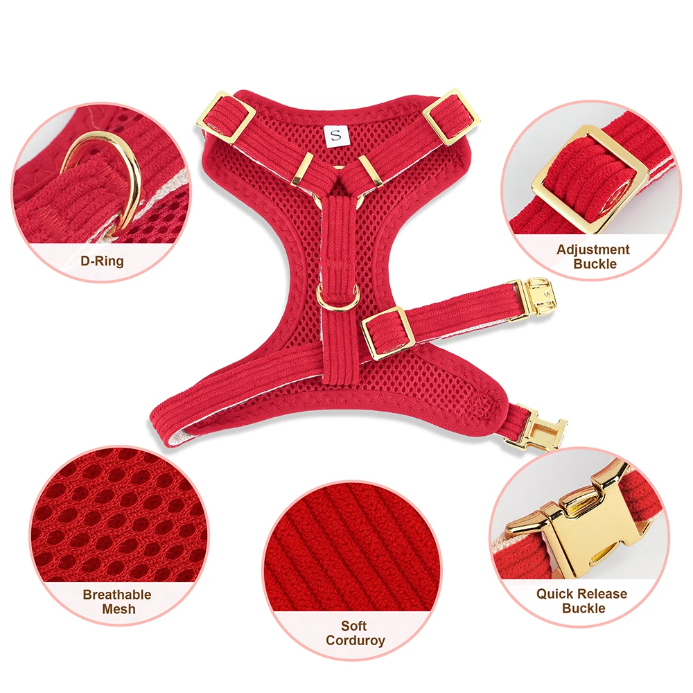 3PCS Dog Collar Harness Leash Set Breathable Dog Harnesses Soft Velvet Puppy Necklace With Bowknot Pet Walking Rope For Dogs Pug - Image 3