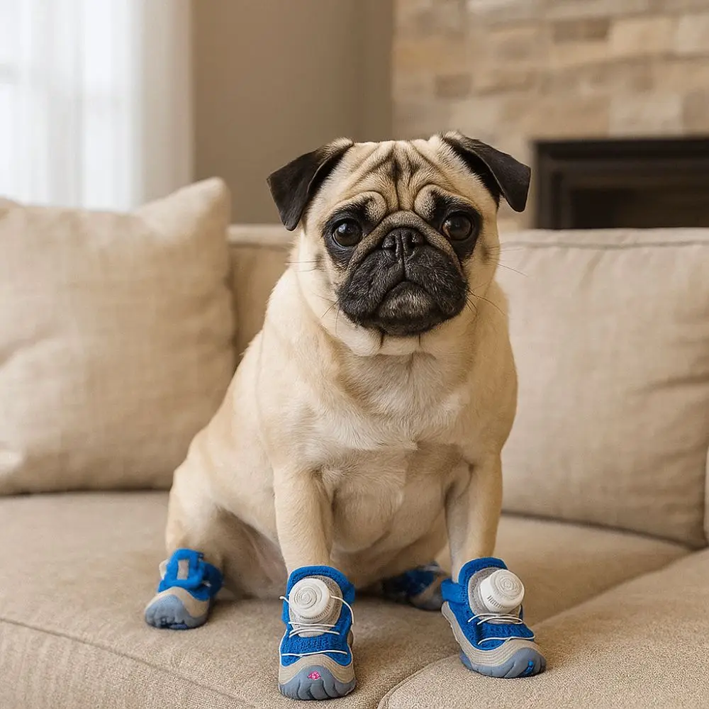 4pcs/set Regulable Breathable Dog Mesh Shoes Reflective Anti-slip Pet Boots Thin Adjustable Dog Sneakers Outdoor Walking - Image 4