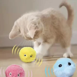 Pet Smart Fun Cat Toy Ball Simulate Birds Frog Sound Electric Catnip Training Toy Interact Teasing Catnip Gravity Plush Cat Ball