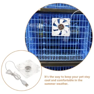 Pet Cage Fan Acrylic Cooling Fans for Hamster Small Animal Transparent Mini Lightweight Portable USB Pet Accessories House
