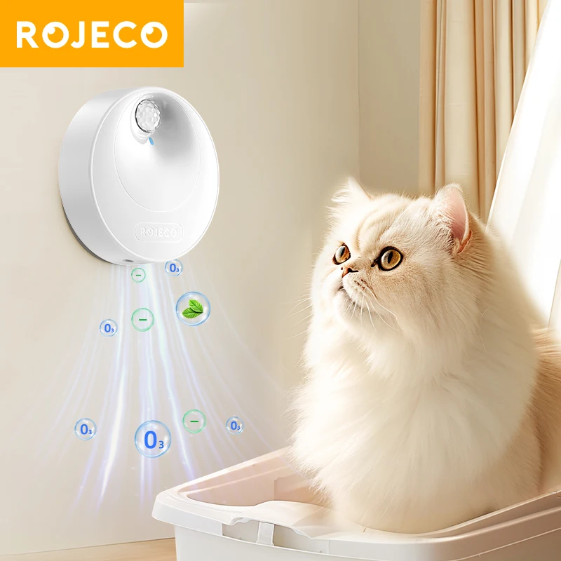 ROJECO 4000mAh Smart Cat Litter Deodoriser Automatic Cat Litter Box Odor Purifier For Pet Toilet Deodorant Purifier Accessories