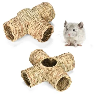 New Straw Weaving Exotic Pet Cross-way Dodge Pipe Hamster Golden Bear Rabbit Chinchilla Teeth Grinding Landscape Toy Nest