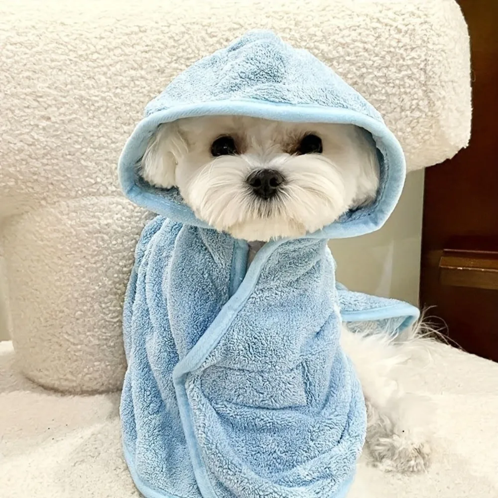New Thickened Pet Bathrobe Super Absorbent Hooded Pet Drying Robe Small/Large Dog Skin-friendly Pet Grooming Robe Pet Bath - Image 10