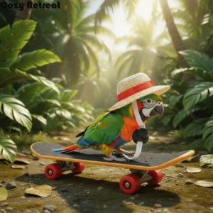 Creative Anti-crack Pet Skateboard Toys Set Plastic Backpack Lizard Mini Scooter Rotary Wheel Parrot Skateboard Cage Accessories