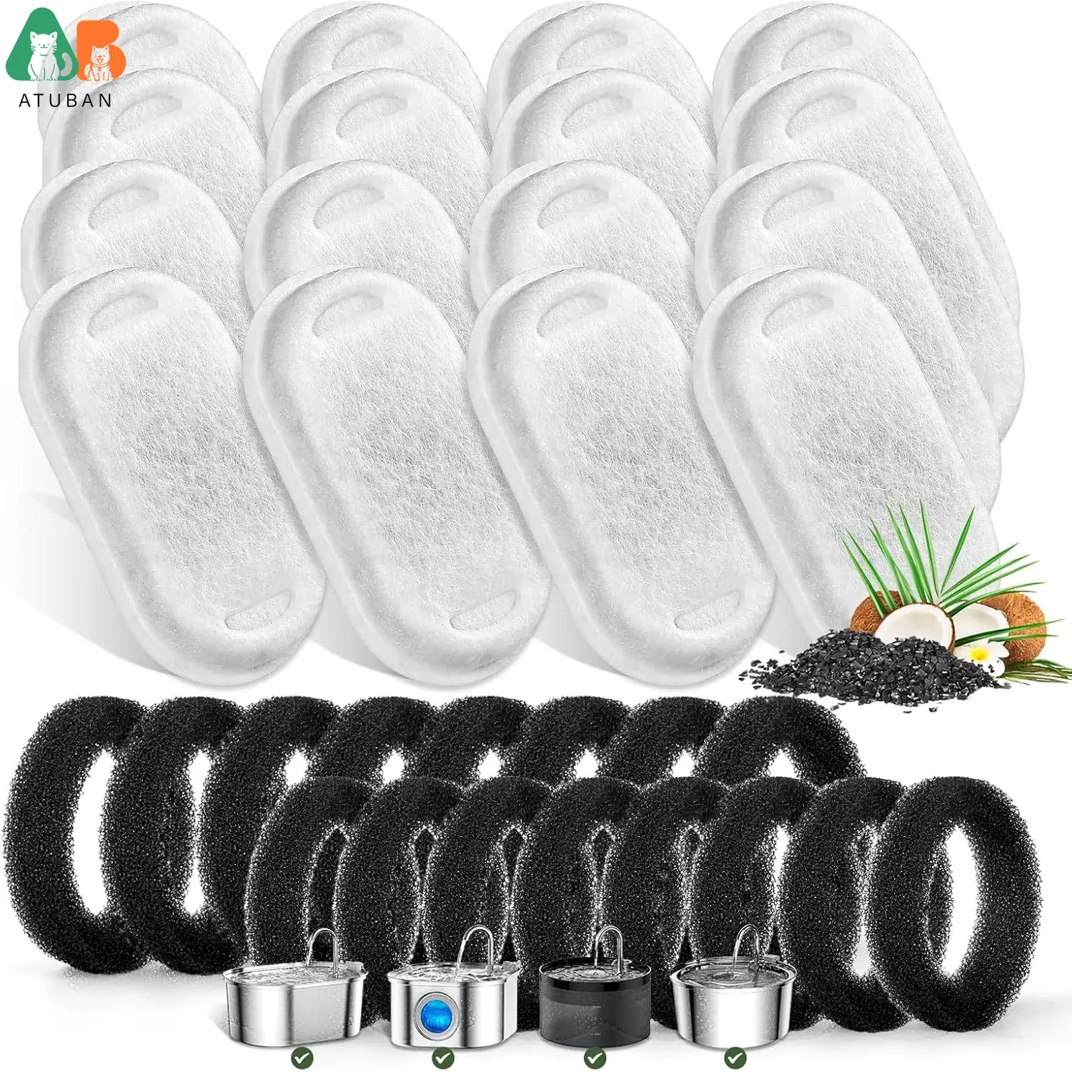 Filters for Stainless Steel Cat Water Fountain PLWF003&PLWF006,Set of Replacement Filters fot Pet Water Fountain Stainless Steel - Image 9