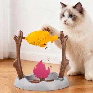 Creative Cats Slow Feeding Snack Toy Pet Interactive Food Feeding Device Educate Toys Fun Roast Chicken Leg 360° Rotating Feeder