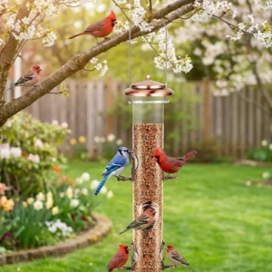 Classic Tube Bird Feeders for Outdoors Hanging Bird Feeder with 6 Feeding Ports, 2LB Seed Capacity Wild Bird Feeders