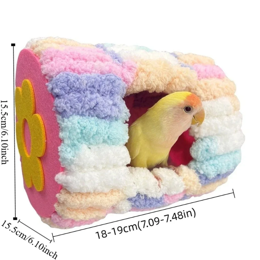 Thickened Warm Parrot Nest Cylinder Design Flannel Winter Bird Bed Colorful with Pads Hanging Hammock - Image 6