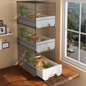 Large Hamster Cage with Easy-Clean Drawers Luxury Villa Habitat Spacious Rodent Enclosure Landscape Design Dedicated Pet Home