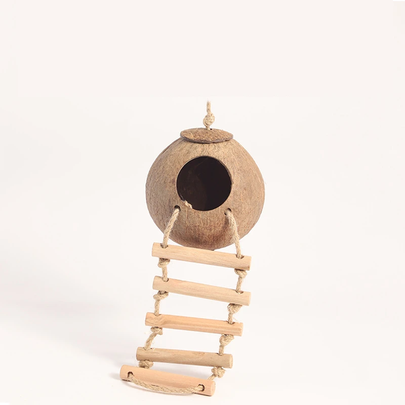 Hamster House Bite-resistant Natural Small Pet Coconut Cages Guinea-pig Hamster Hideout House Toy Wooden House Pet Supplies - Image 13