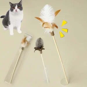 Cat Teaser Stick Feather Toy Squeaky Interactive Bite-resistant Training Kitten Toy Funny Wand Teasing Cat Supplies