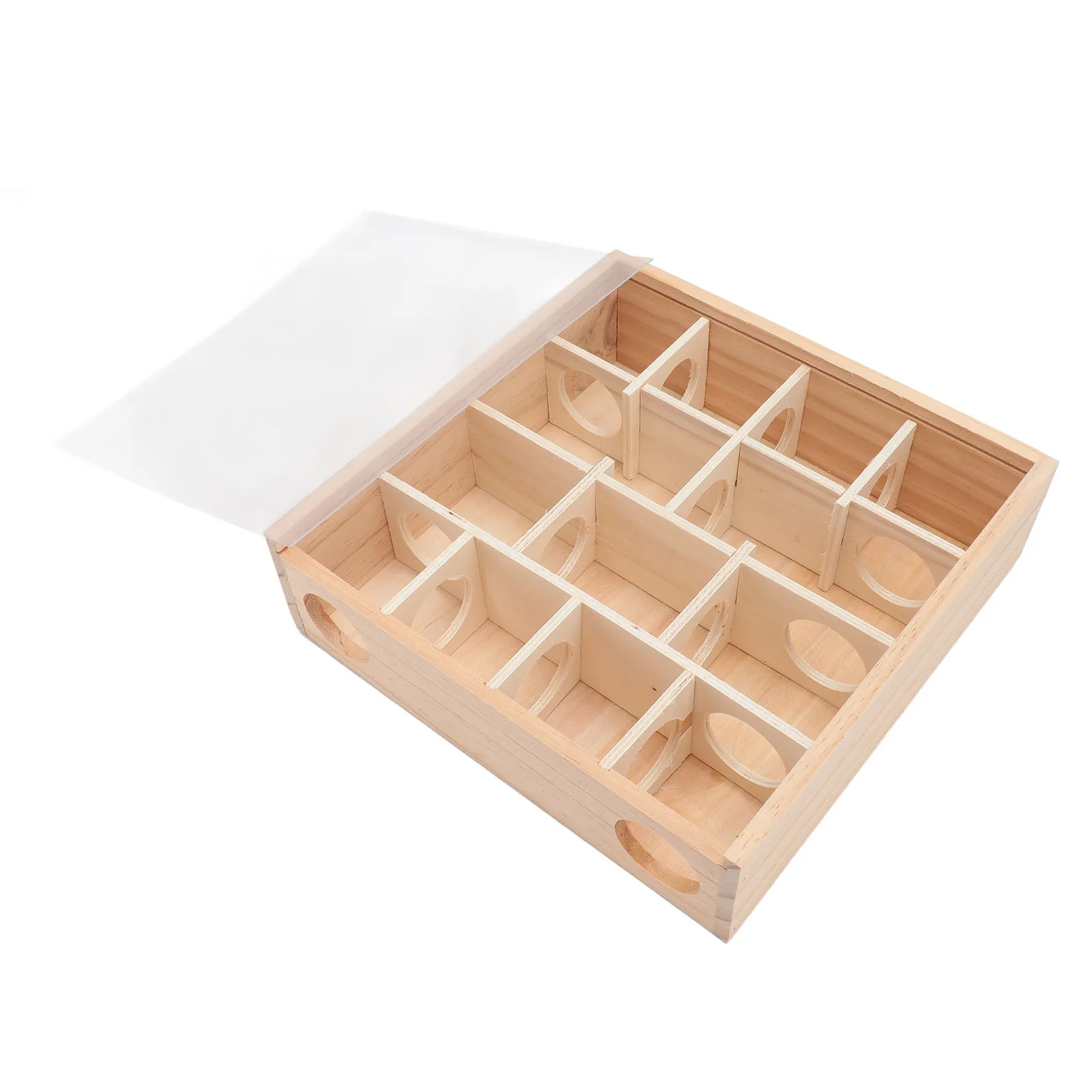 Wooden Hamster Tunnel Maze Interactive Hamster Maze Multifunctional Satisfy Instincts with Glass Cover for Hamsters - Image 2