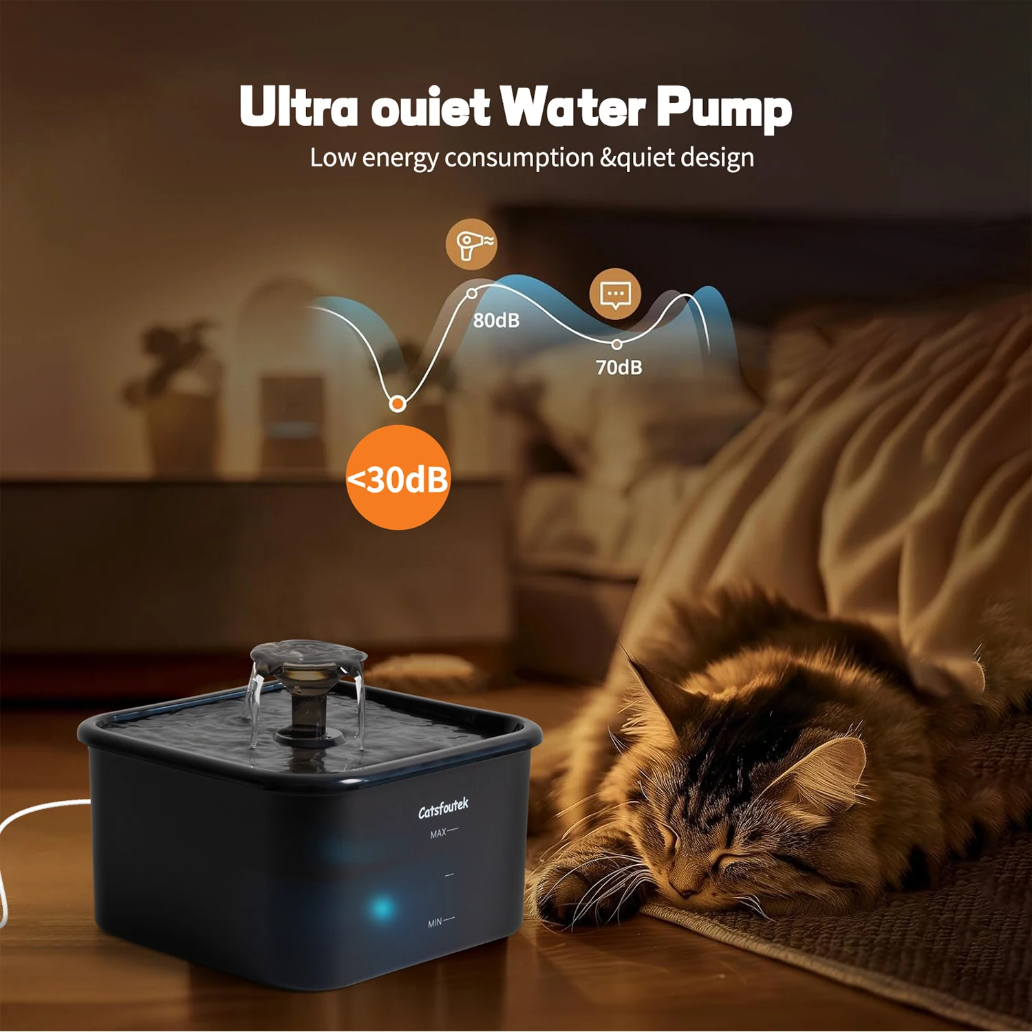 2.2L Automatic Cat Water Fountain Operated Automatic Pet Water Fountain With Motion Sensor Dog Cat Water Dispenser Bowl - Image 3