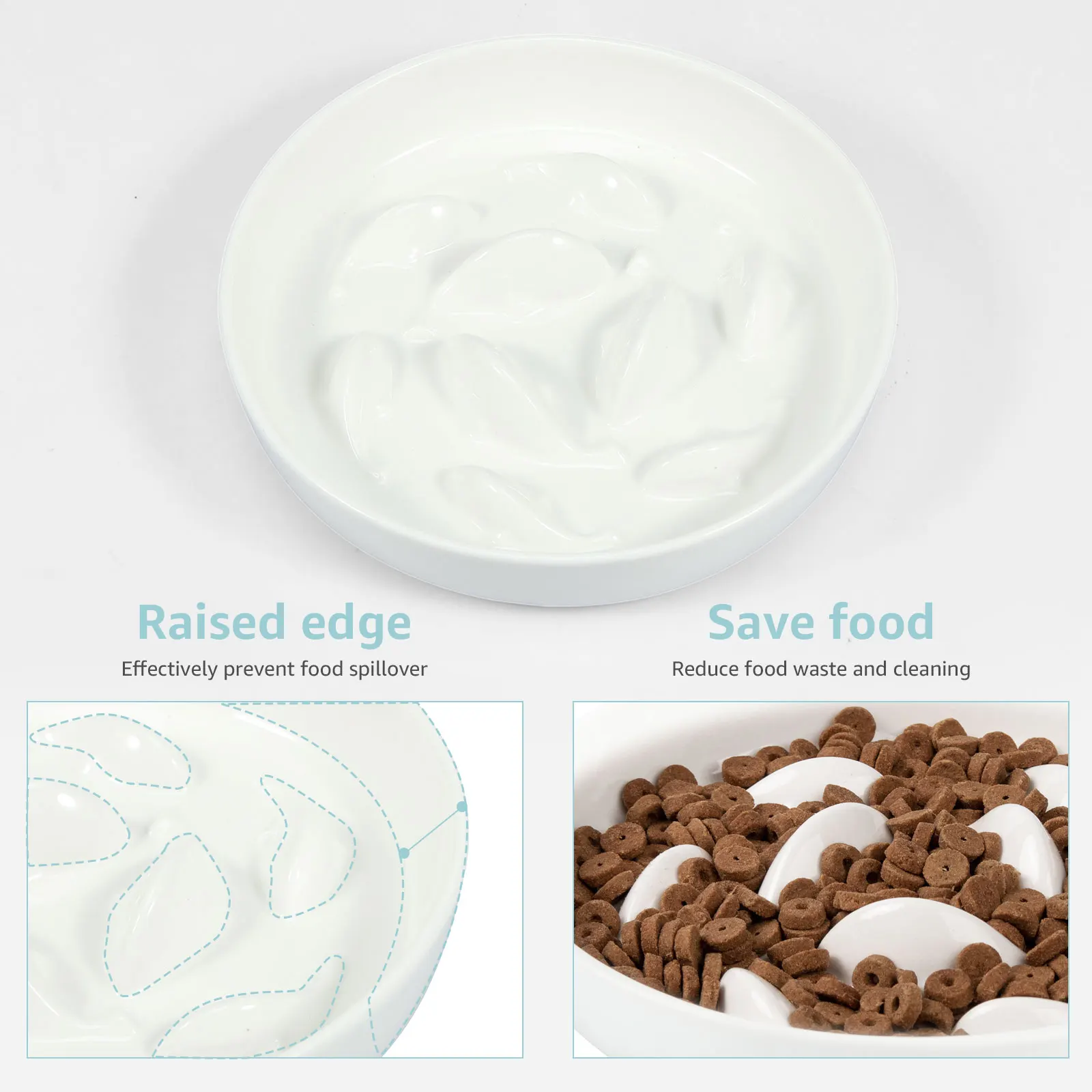 Cat Bowl Slow Feeder Non Slip Mat Raised Edge Pets Eating Anti Vomiting Ceramic Bowl Reusable Healthy Anti-choking - Image 4