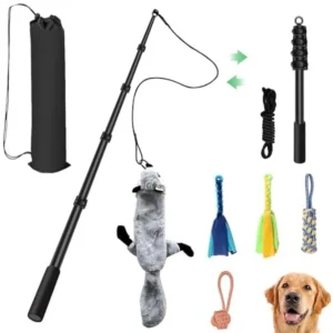 Flirt Pole for Dogs Interactive Toys Tug-of-war for Dogs Five-Section Retractable Adjustable Length for Outdoor Exercise and Tr
