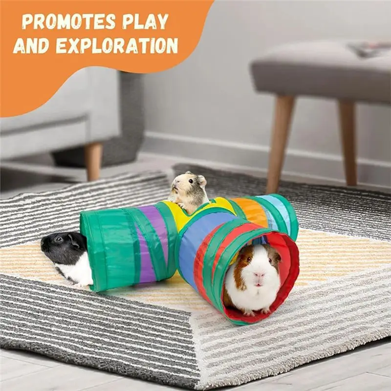ABAH-2PCS Hamster Rat Tunnel Guinea Pig Tunnel Small Animal Hamster 3-Way Collapsible Tunnel - Image 6